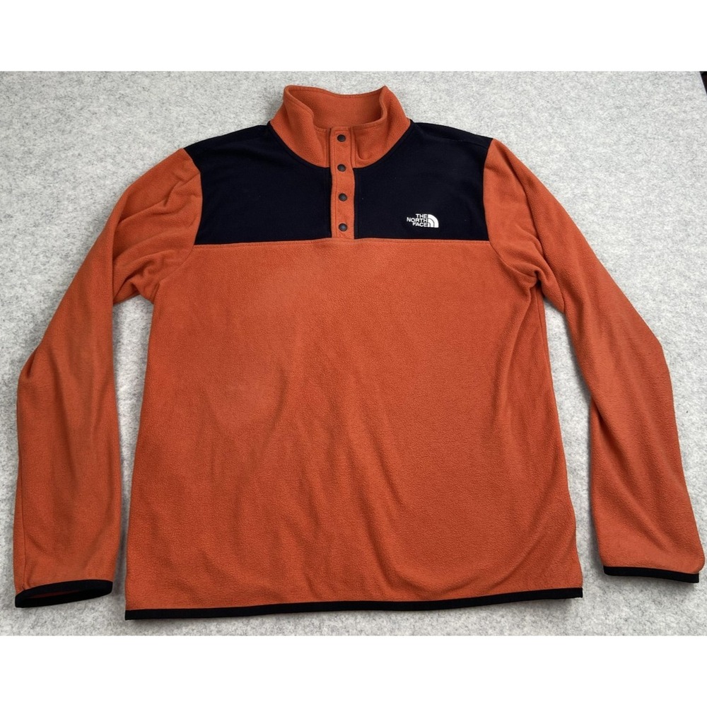 The North Face Jacket Mens Large Orange Fleece Snap Button Pullover Hiking